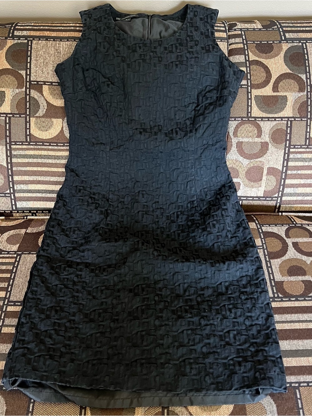 INC International Concepts Black Textured Sleeveless Mini Dress